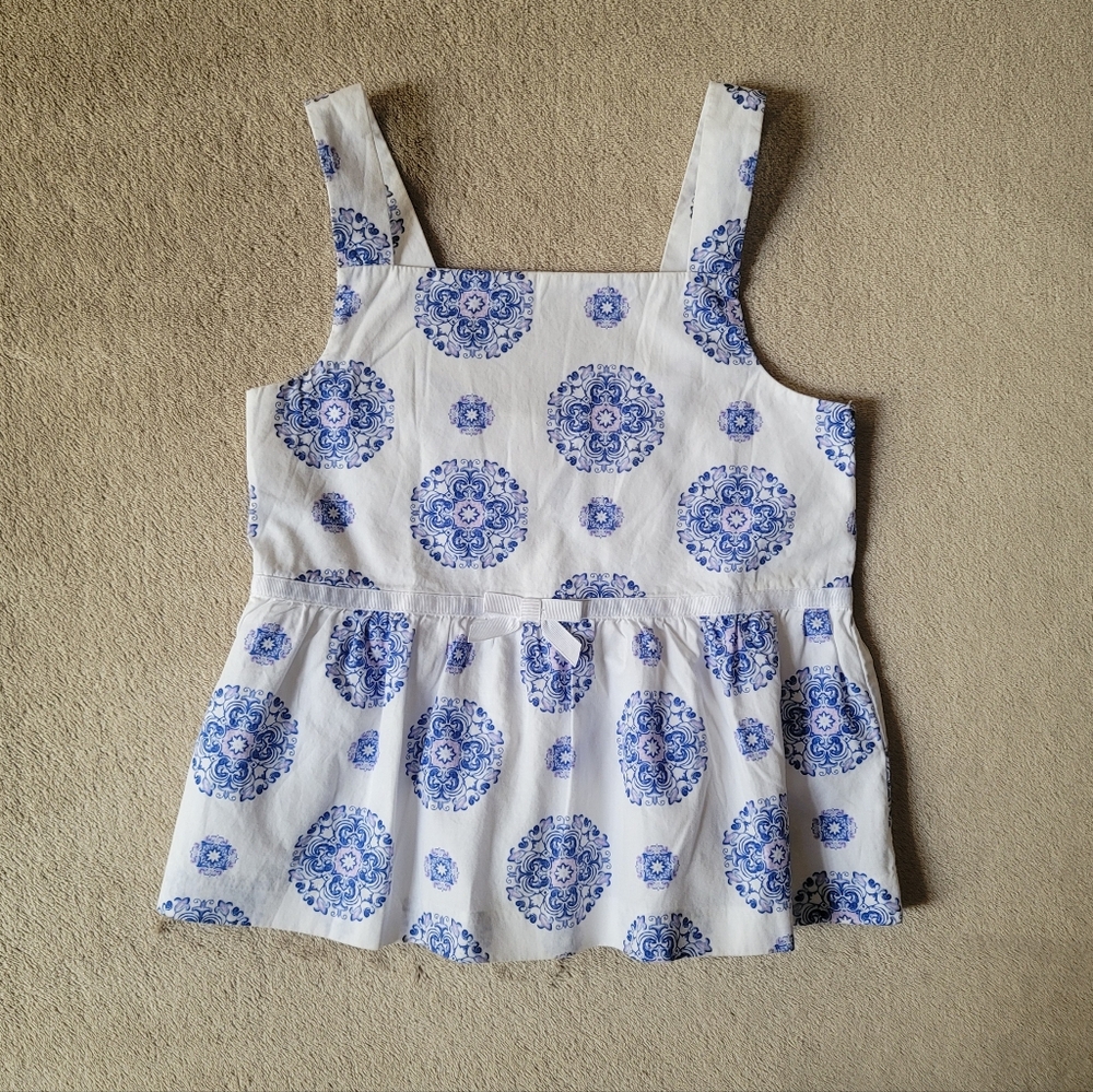 Janie & Jack Girl Blue/White/Light Purple Peplum Top Size 4